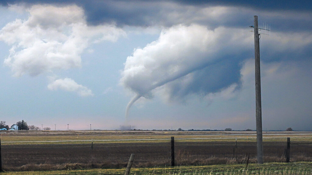 Iowa tornado in open land during tornado season 2024