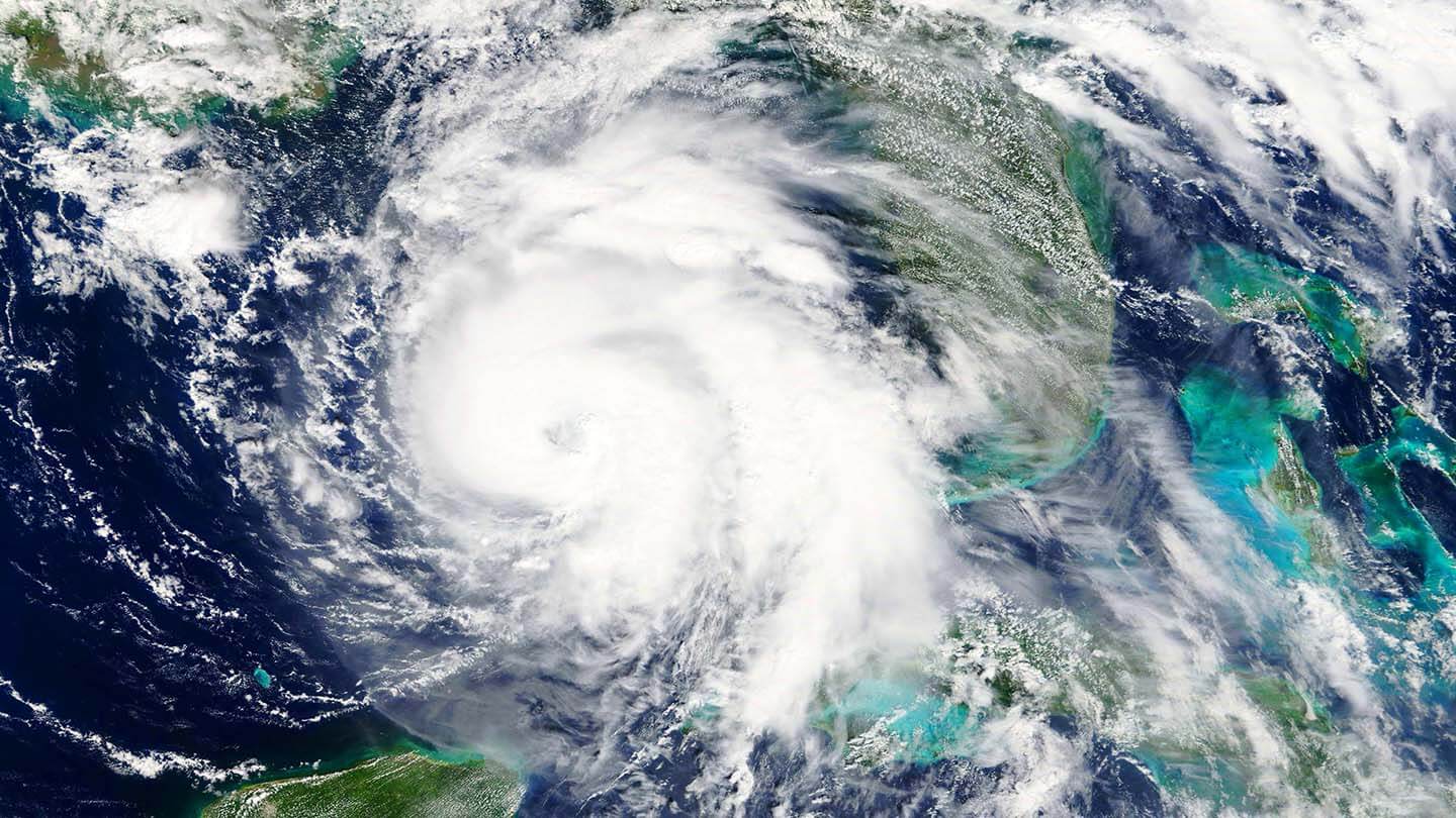 Satellite image of Category 5 Hurricane Michael heading towards Florida in October, 2018.