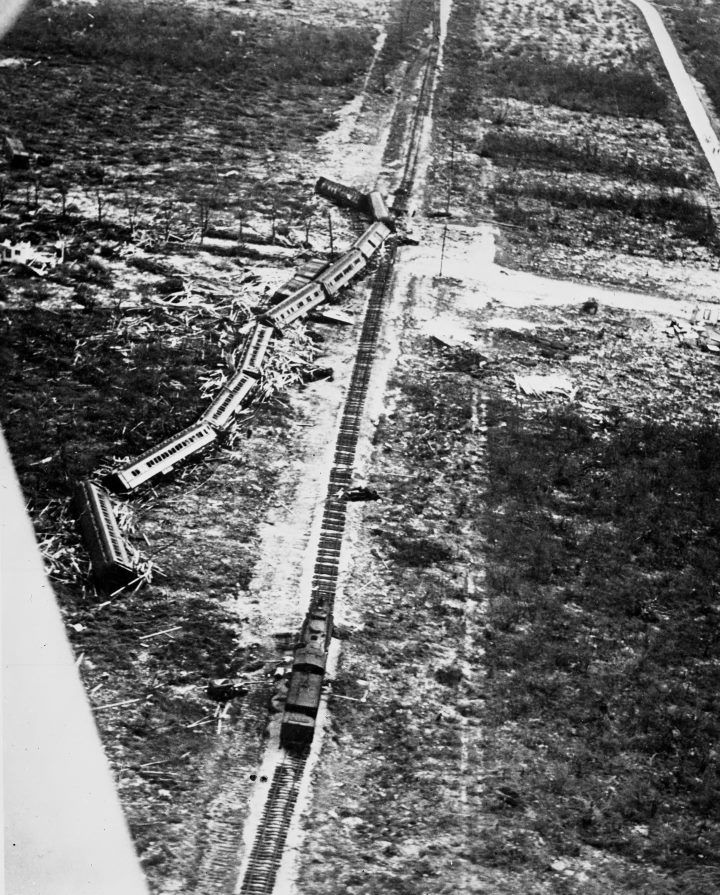 Rescue Train Swept off the Tracks by the 1935 Category 5 Labor Day Hurricane in Florida