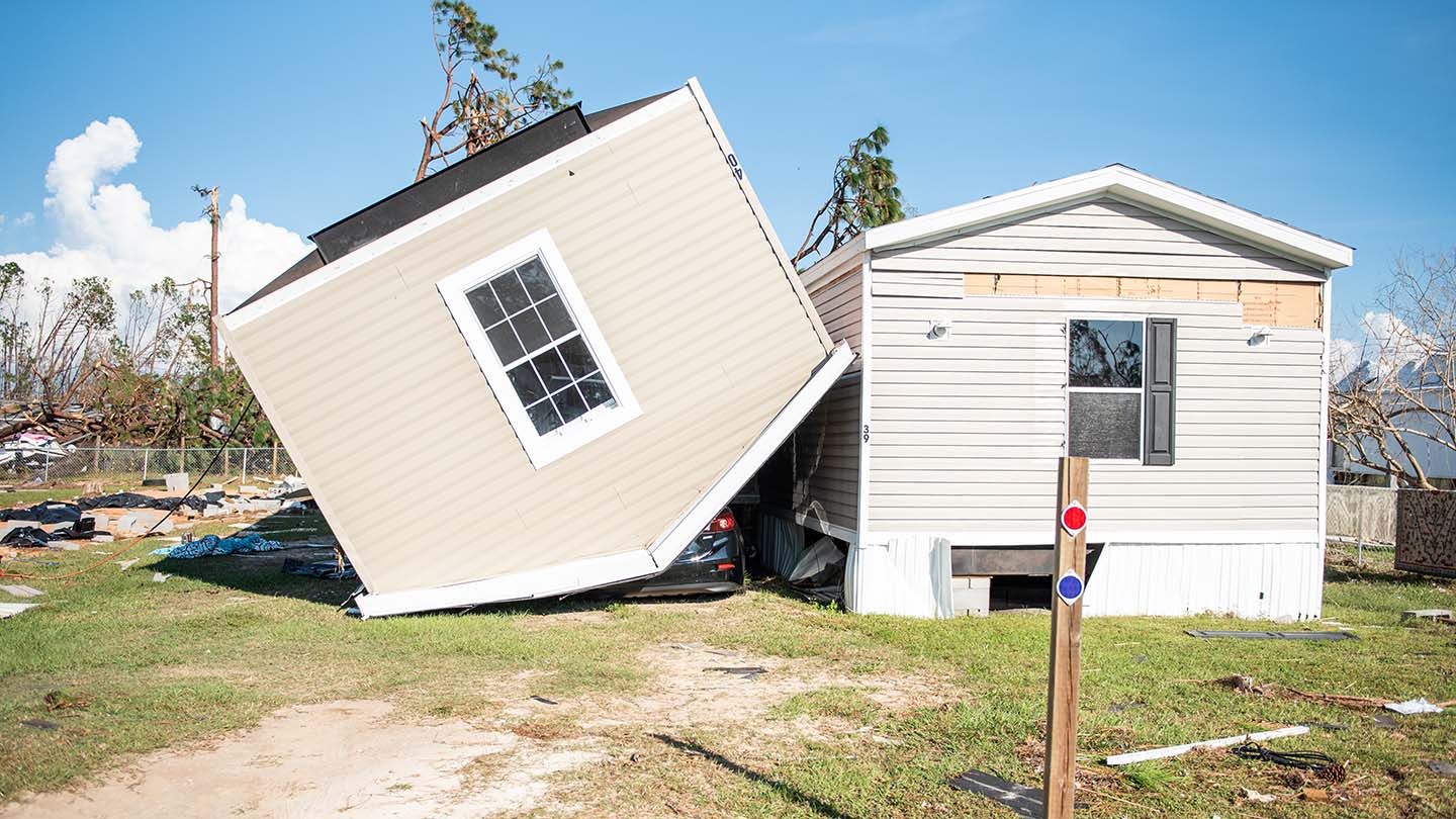 Building in Florida Panhandle flipped over by Category 5 Hurricane Michael's powerful winds.